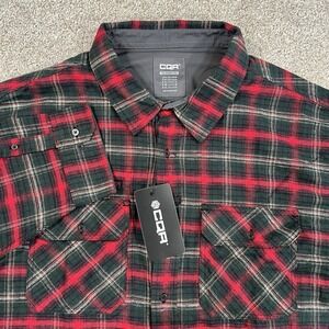 CQR Flannel‎ Shirt 3XL Heavyweight Plaid Tactical Workwear Pockets Red Green NWT
